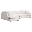 Maklaine Modern Transitional Fabric Left-Facing Chaise in Stone