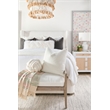 Maklaine Modern Transitional Fabric Bench in White/Gray Finish