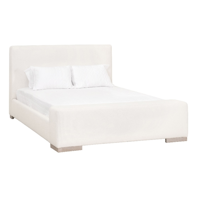Maklaine Modern Transitional Wood Queen Bed in Snow White Finish