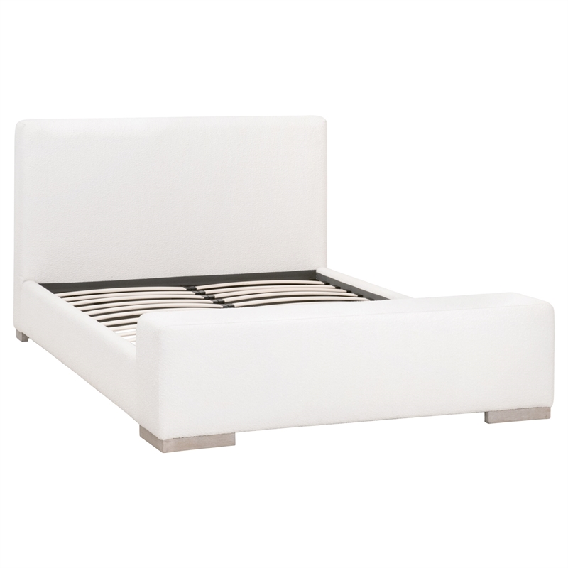 Maklaine Modern Transitional Wood Queen Bed in Snow White Finish