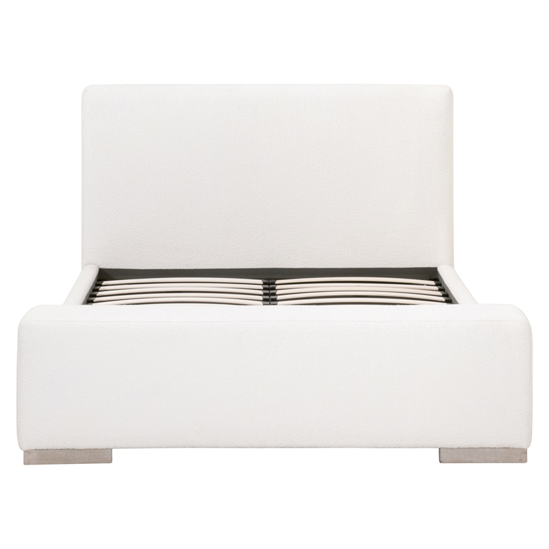Maklaine Modern Transitional Wood Queen Bed in Snow White Finish