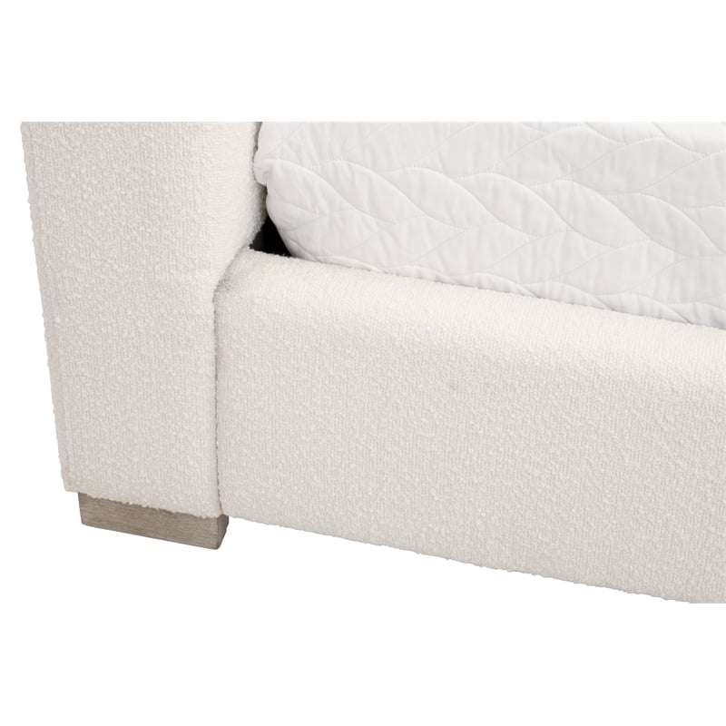 Maklaine Modern Transitional Wood Queen Bed in Snow White Finish