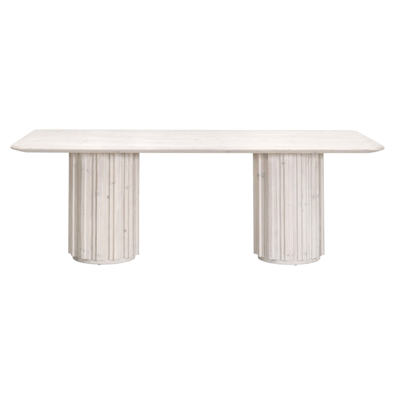 Maklaine Modern Transitional Wood Dining Table in White Finish