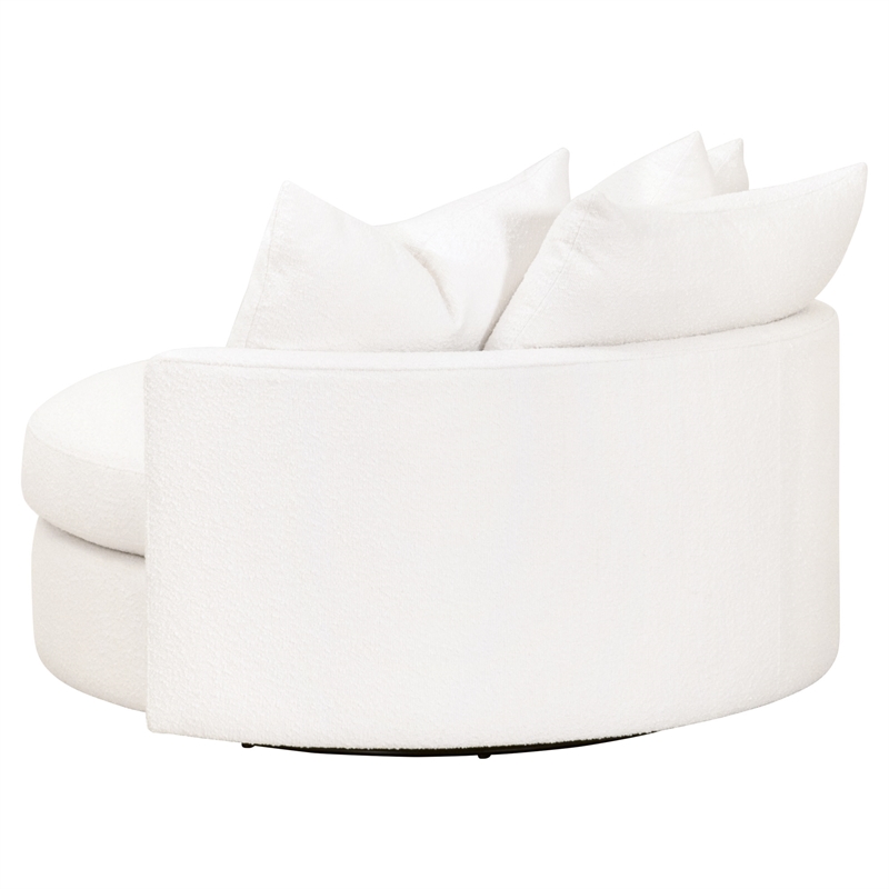 Maklaine Transitional Fabric Swivel Sofa Chair in Snow White