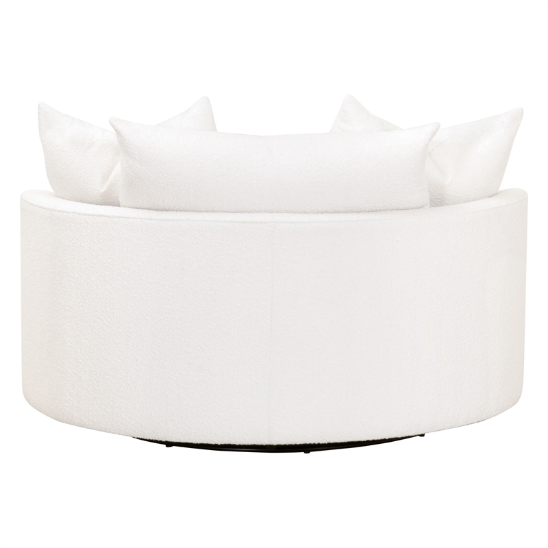 Maklaine Transitional Fabric Swivel Sofa Chair in Snow White