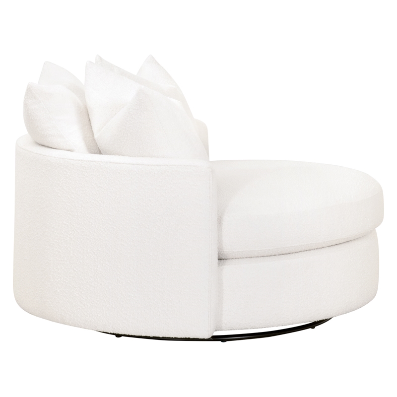 Maklaine Transitional Fabric Swivel Sofa Chair in Snow White