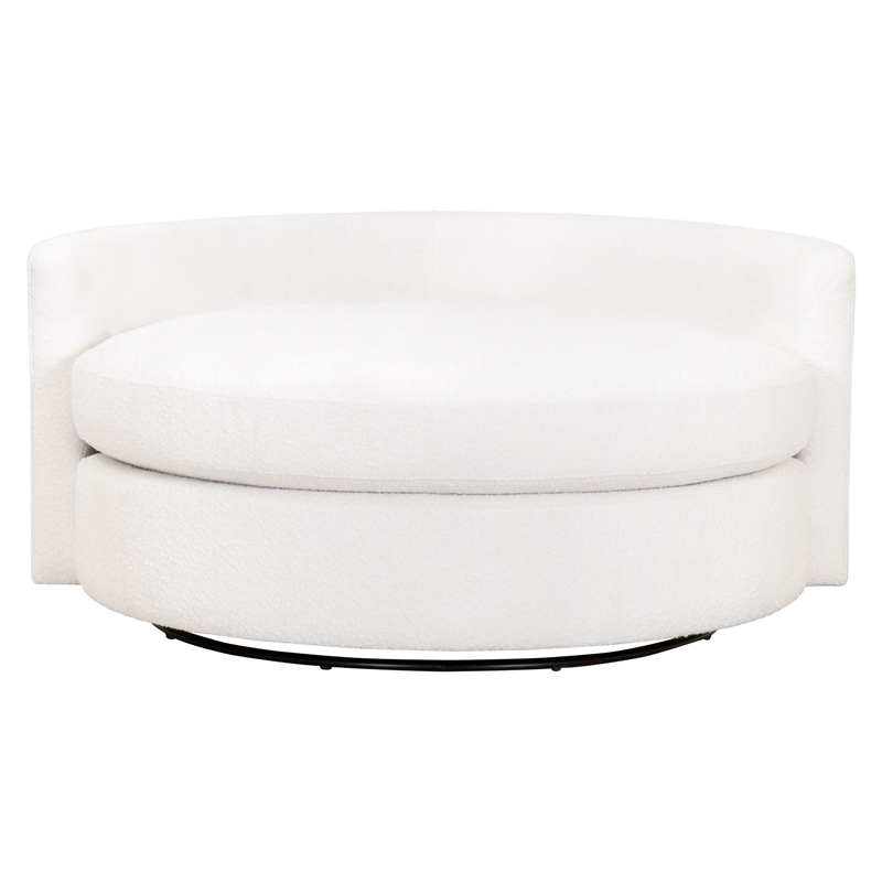 Maklaine Transitional Fabric Swivel Sofa Chair in Snow White