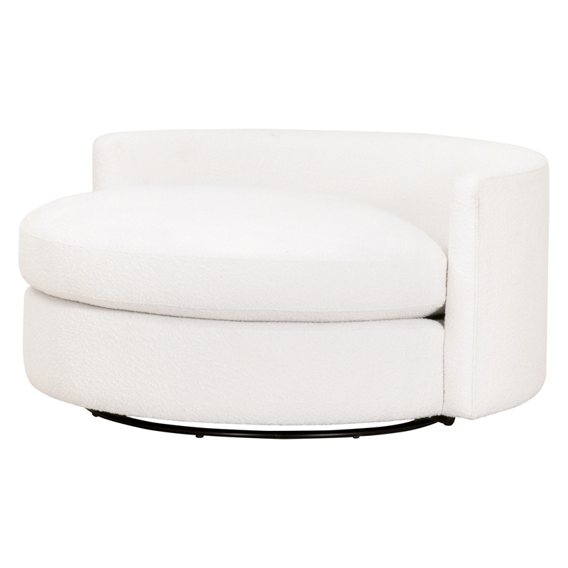 Maklaine Transitional Fabric Swivel Sofa Chair in Snow White