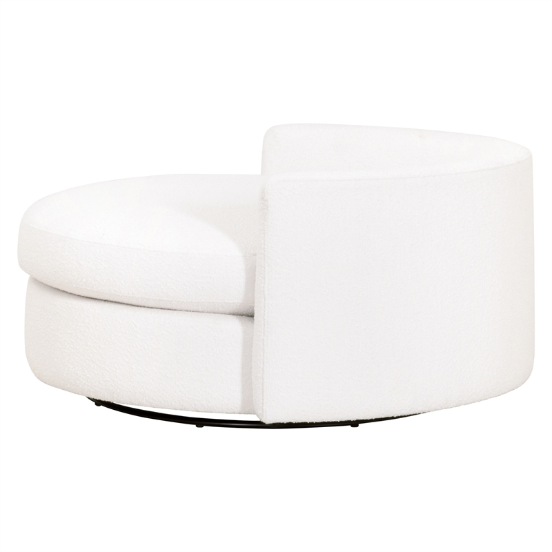 Maklaine Transitional Fabric Swivel Sofa Chair in Snow White