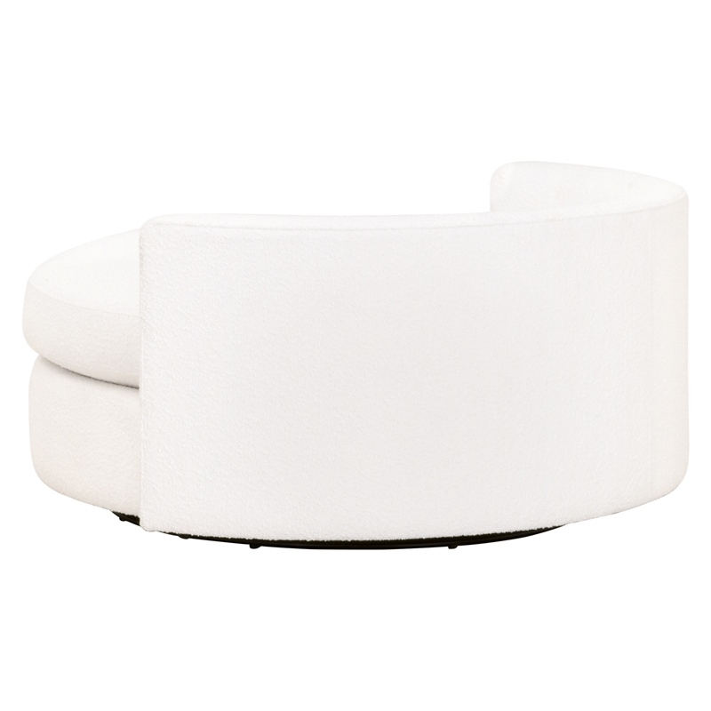 Maklaine Transitional Fabric Swivel Sofa Chair in Snow White
