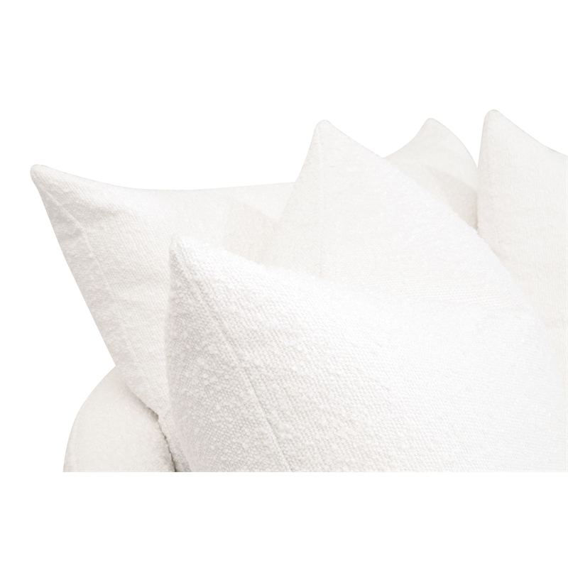 Maklaine Transitional Fabric Swivel Sofa Chair in Snow White