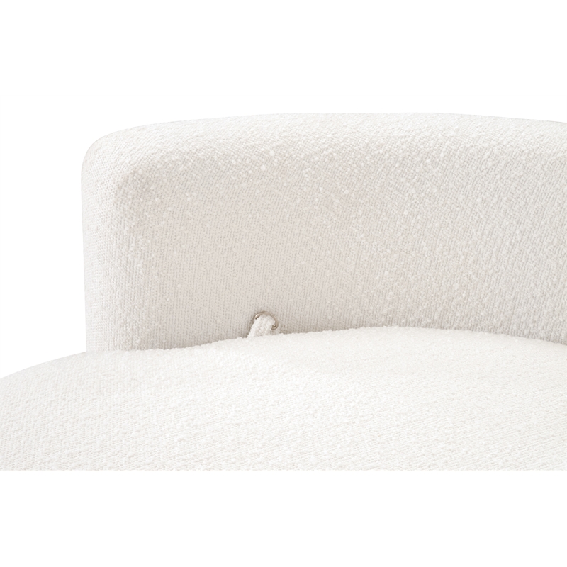 Maklaine Transitional Fabric Swivel Sofa Chair in Snow White