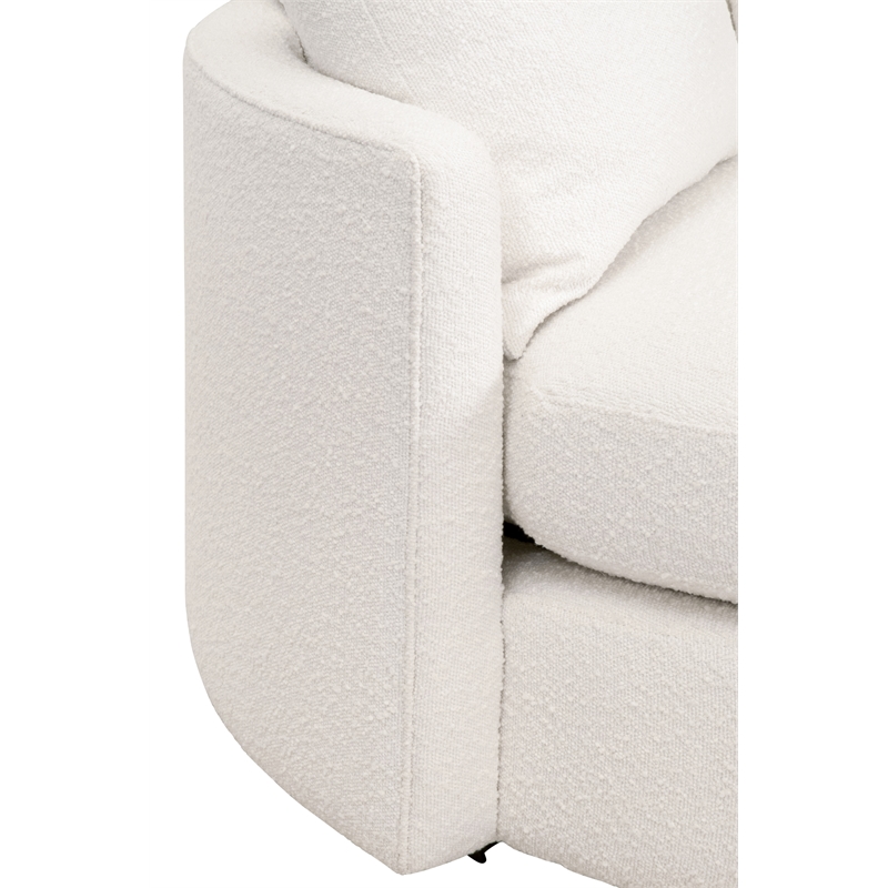 Maklaine Transitional Fabric Swivel Sofa Chair in Snow White