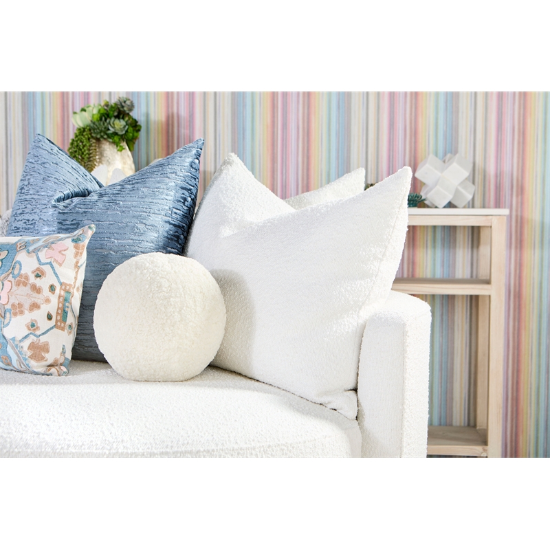 Maklaine Transitional Fabric Swivel Sofa Chair in Snow White