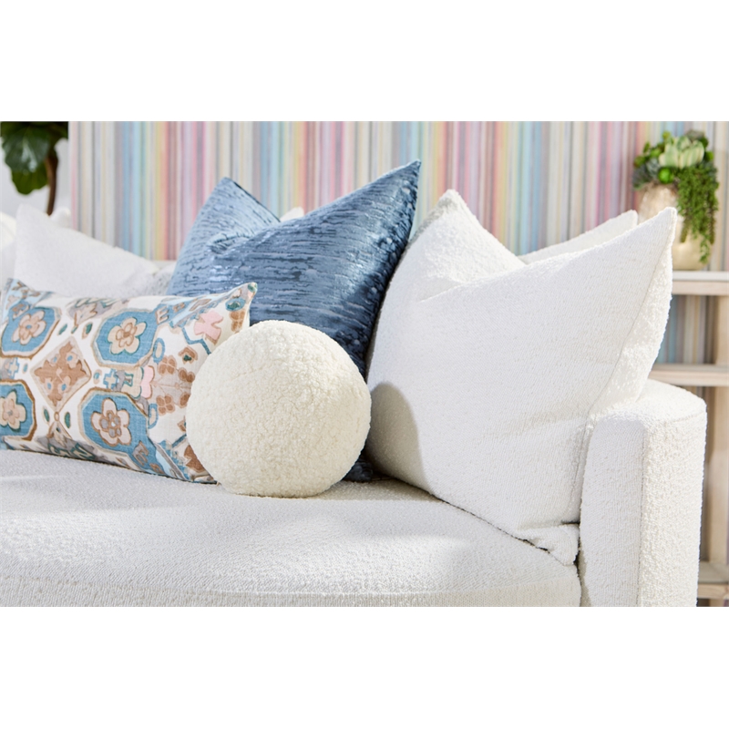 Maklaine Transitional Fabric Swivel Sofa Chair in Snow White