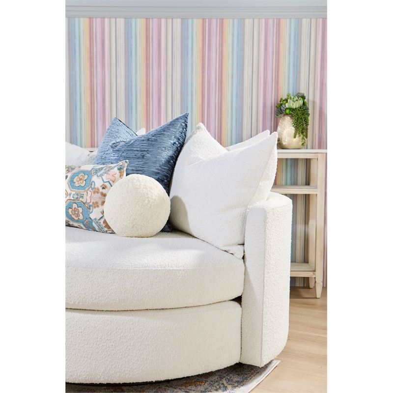 Maklaine Transitional Fabric Swivel Sofa Chair in Snow White