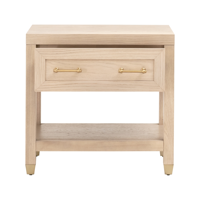 Maklaine Contemporary Transitional Wood Nightstand in Light Oak