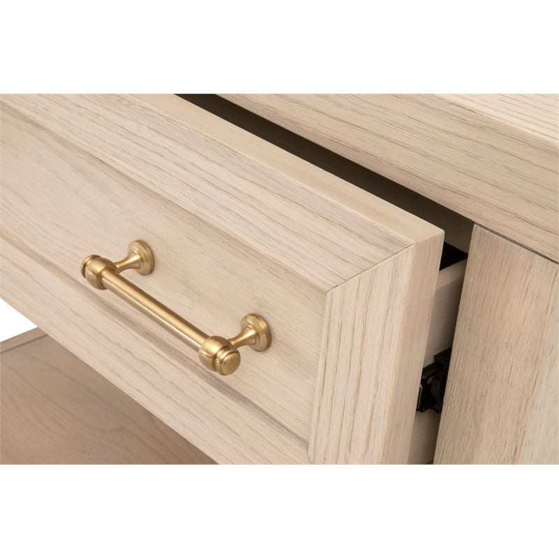 Maklaine Contemporary Transitional Wood Nightstand in Light Oak