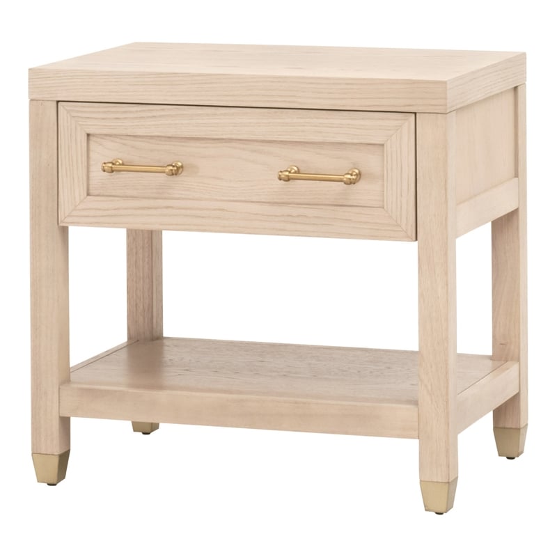 Maklaine Contemporary Transitional Wood Nightstand in Light Oak