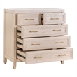 Maklaine Modern Transitional 5-Drawer Wood High Chest in Light Oak