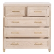 Maklaine Modern Transitional 5-Drawer Wood High Chest in Light Oak
