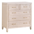 Maklaine Modern Transitional 5-Drawer Wood High Chest in Light Oak