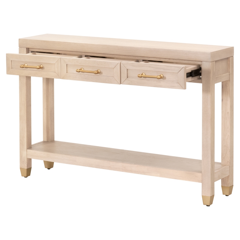 Maklaine Modern Transitional Wood Console Table in Light Oak