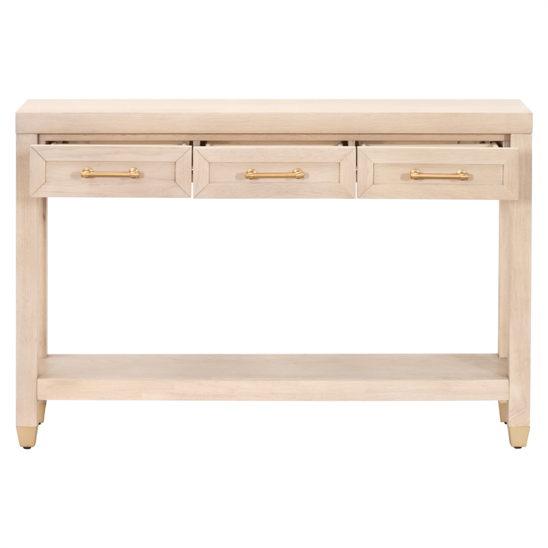 Maklaine Modern Transitional Wood Console Table in Light Oak