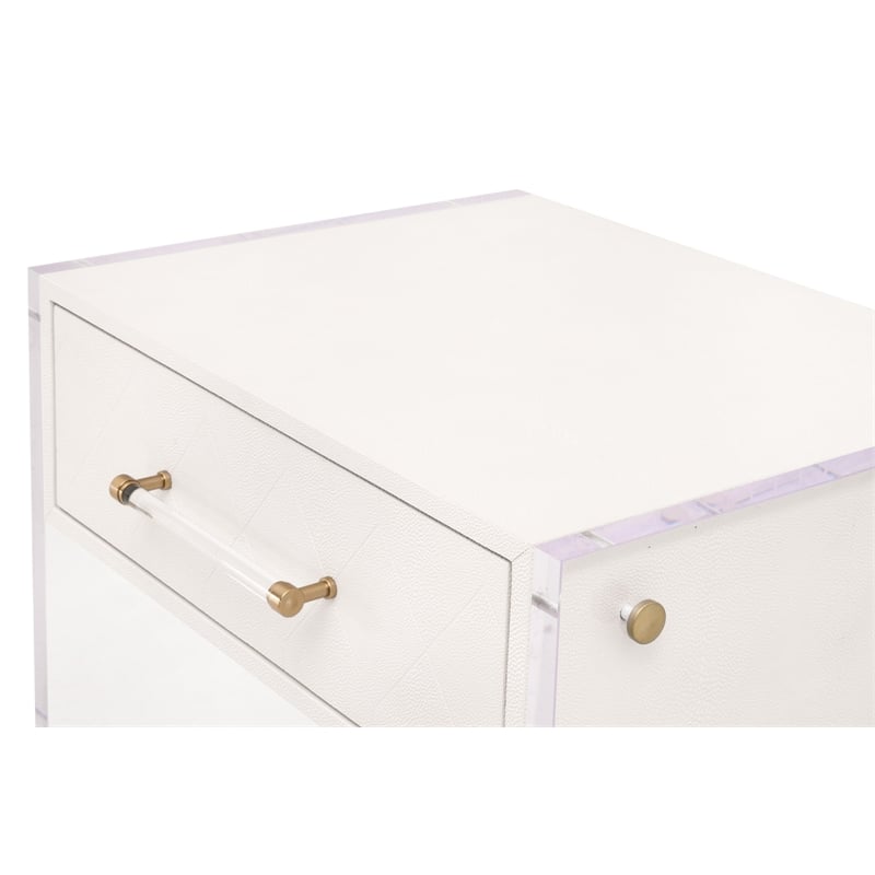 Maklaine Contemporary Transitional Wood Nightstand in Pearl Finish