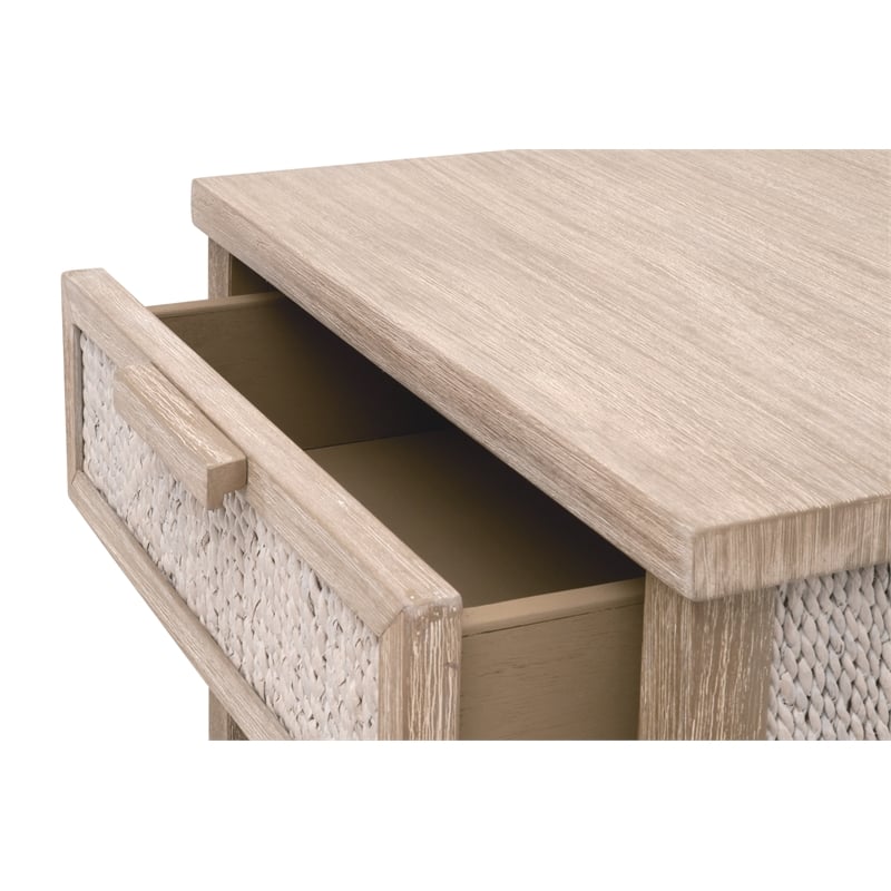 Maklaine Modern Transitional Wood Nightstand in Natural Gray