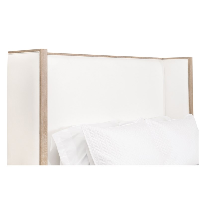 Maklaine Modern Transitional Wood Standard King Bed in Pearl