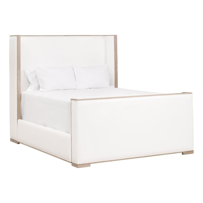 Maklaine Modern Transitional Wood Standard King Bed in Pearl