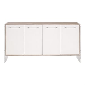 Maklaine Transitional Sideboard in Pearl Shagreen Resin and Natural Gray Acacia