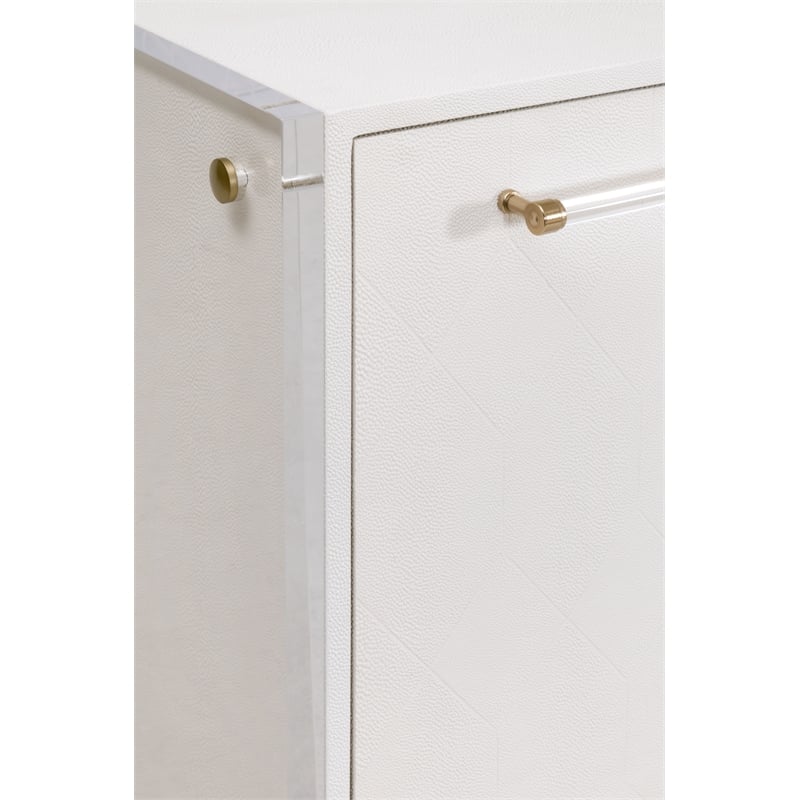 Maklaine Transitional Media Sideboard in Pearl Shagreen Resin and Lucite