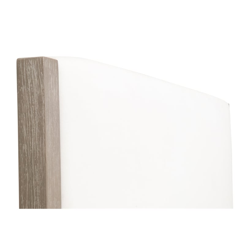 Maklaine Transitional King Bed in Peyton-Pearl Fabric and Natural Gray