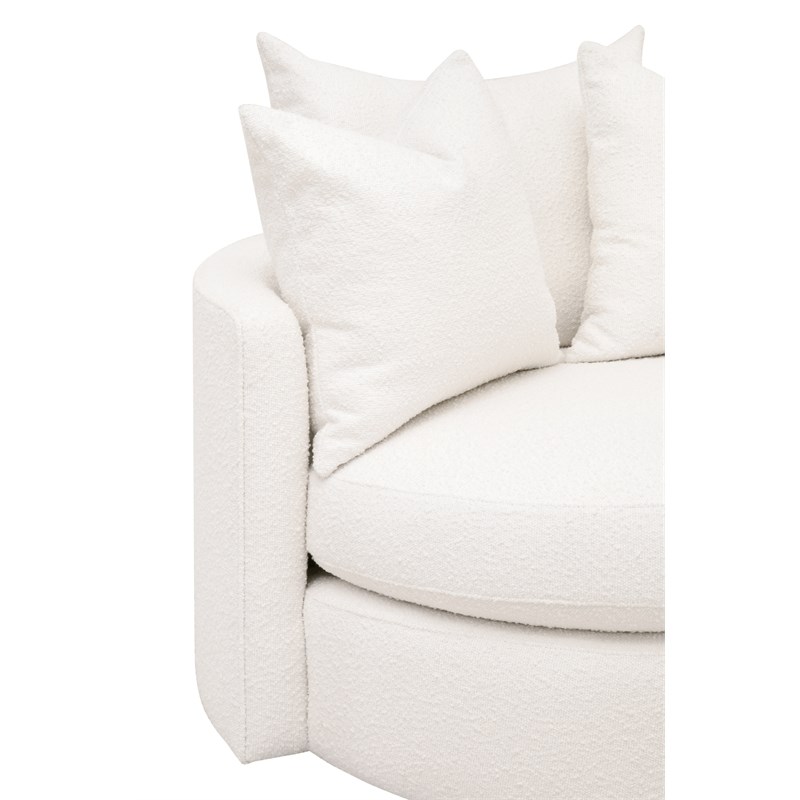 Maklaine Transitional Swivel Sofa Chair in Boucle-Snow White Fabric
