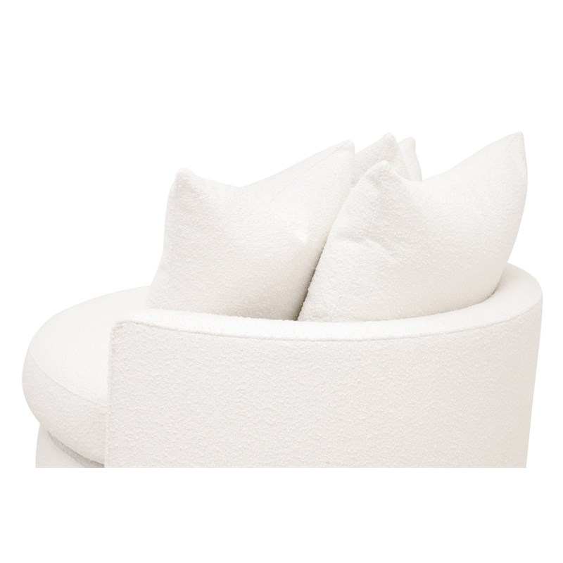 Maklaine Transitional Swivel Sofa Chair in Boucle-Snow White Fabric