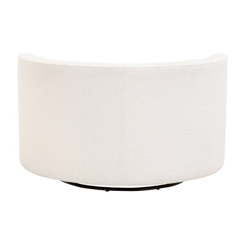 Maklaine Transitional Swivel Sofa Chair in Boucle-Snow White Fabric