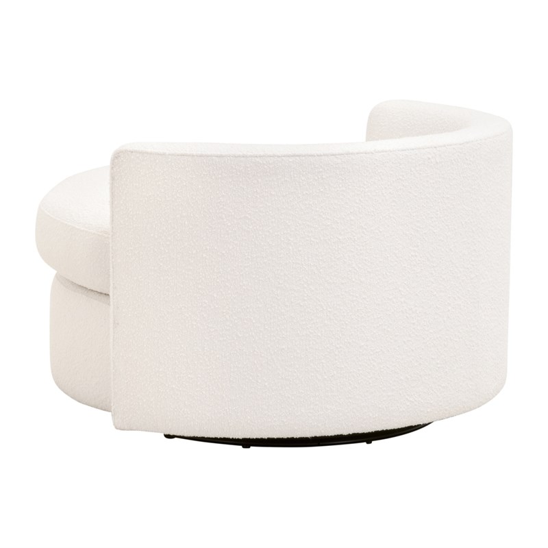 Maklaine Transitional Swivel Sofa Chair in Boucle-Snow White Fabric