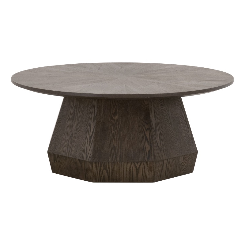 Maklaine Transitional Coffee Table in Burnished Brown Ash Wood