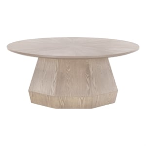 Maklaine Modern Transitional Coffee Table in Natural Gray Ash Wood