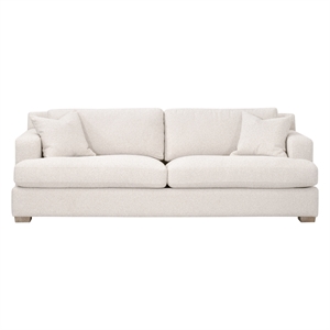 Maklaine Transitional 92&quot Sofa in Performance Beige Fabric & Natural Gray Oak