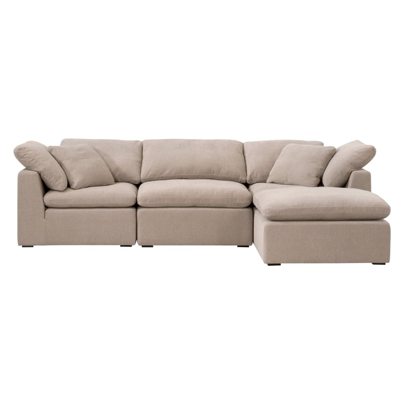 Maklaine Modular Armless Chair in Taupe Micro Boucle Fabric & Espresso
