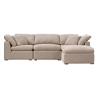 Maklaine Modular Corner Chair - Performance Taupe Micro Boucle Fabric & Espresso