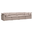 Maklaine Modular Corner Chair - Performance Taupe Micro Boucle Fabric & Espresso