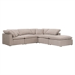 Maklaine Modular Corner Chair - Performance Taupe Micro Boucle Fabric & Espresso