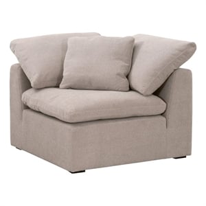 Maklaine Modular Corner Chair - Performance Taupe Micro Boucle Fabric & Espresso