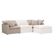 Maklaine Modular Corner Chair - Performance Taupe Micro Boucle Fabric & Espresso