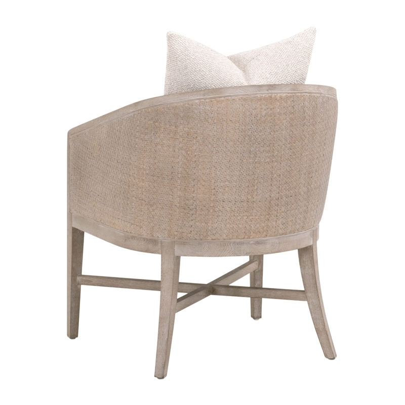 Maklaine Arm Chair in Performance Beige Fabric with Natural Gray Oak & Cane