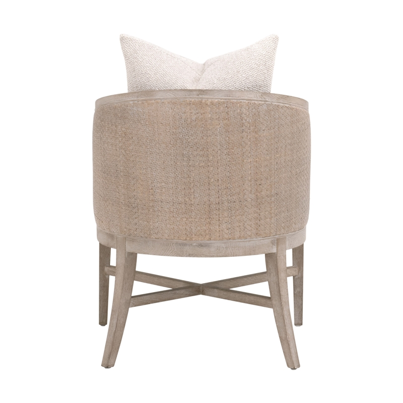 Maklaine Arm Chair in Performance Beige Fabric with Natural Gray Oak & Cane